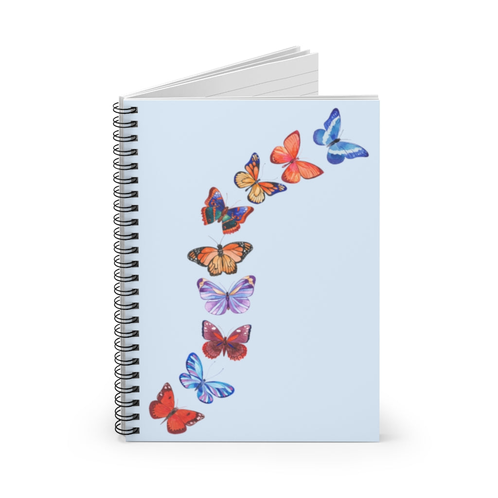 Butterflies in Flight Spiral Light Blue Journal - Ruled Line