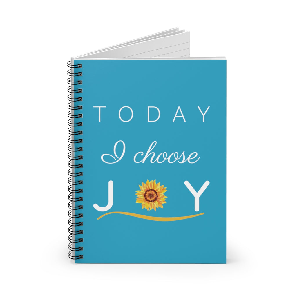 "Today I Choose Joy" Aqua Spiral Journal - Ruled Line