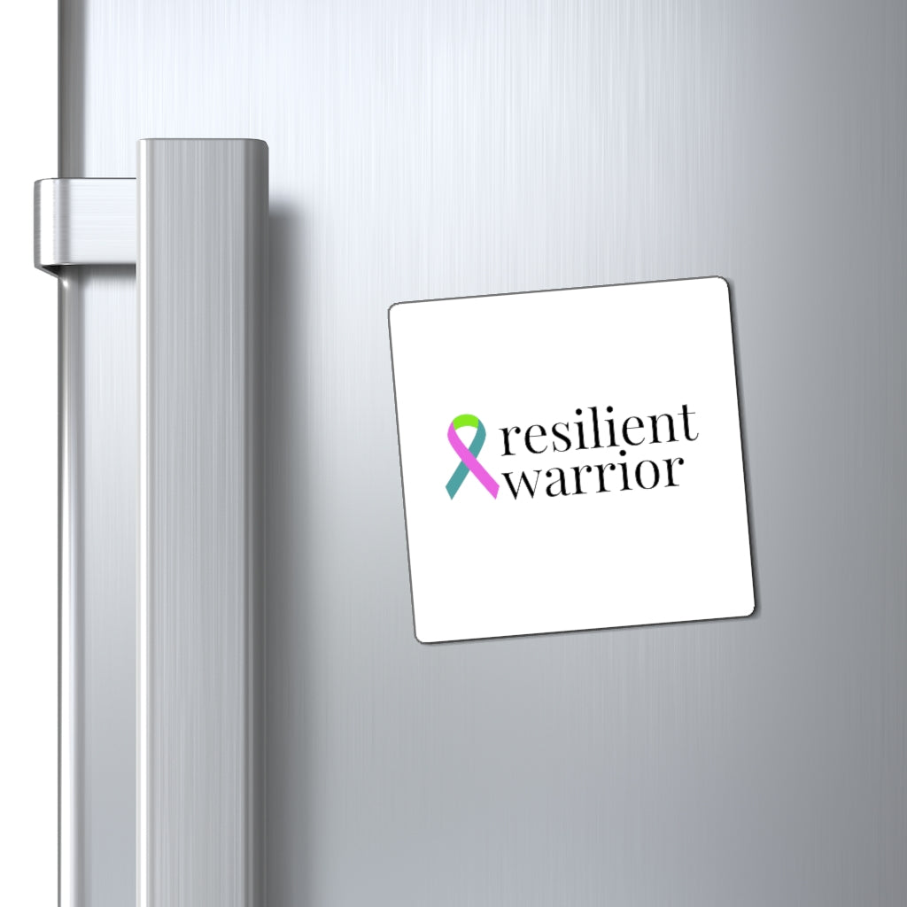 Metastatic Breast Cancer resilient warrior Ribbon Magnet (White Background) (3 Sizes Available)