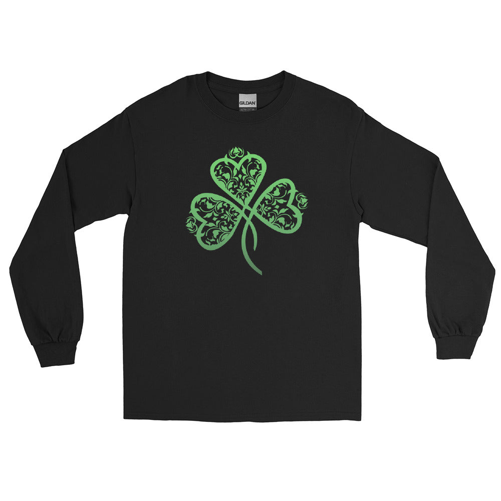 St. Patrick's Day Filigree Shamrock Plus Size Long Sleeve Shirt (Several Colors Available)