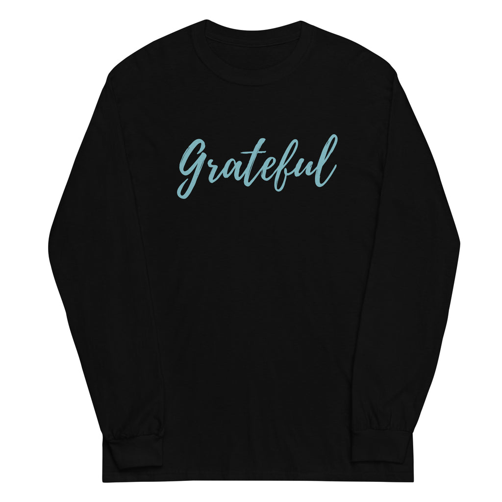 Grateful Smoky Blue Font Plus Size Long Sleeve Shirt - Several Colors Available