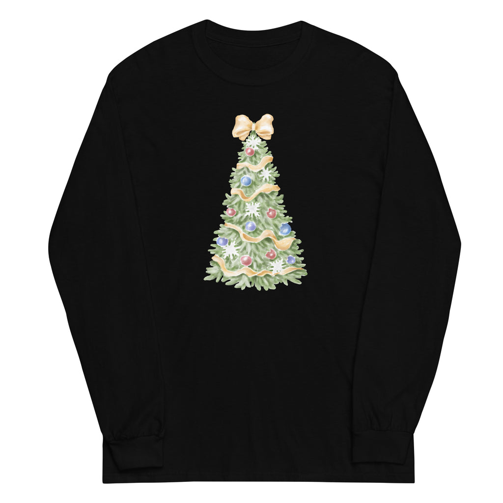 Watercolor Christmas Tree Plus Size Long Sleeve Shirt - Several Colors Available