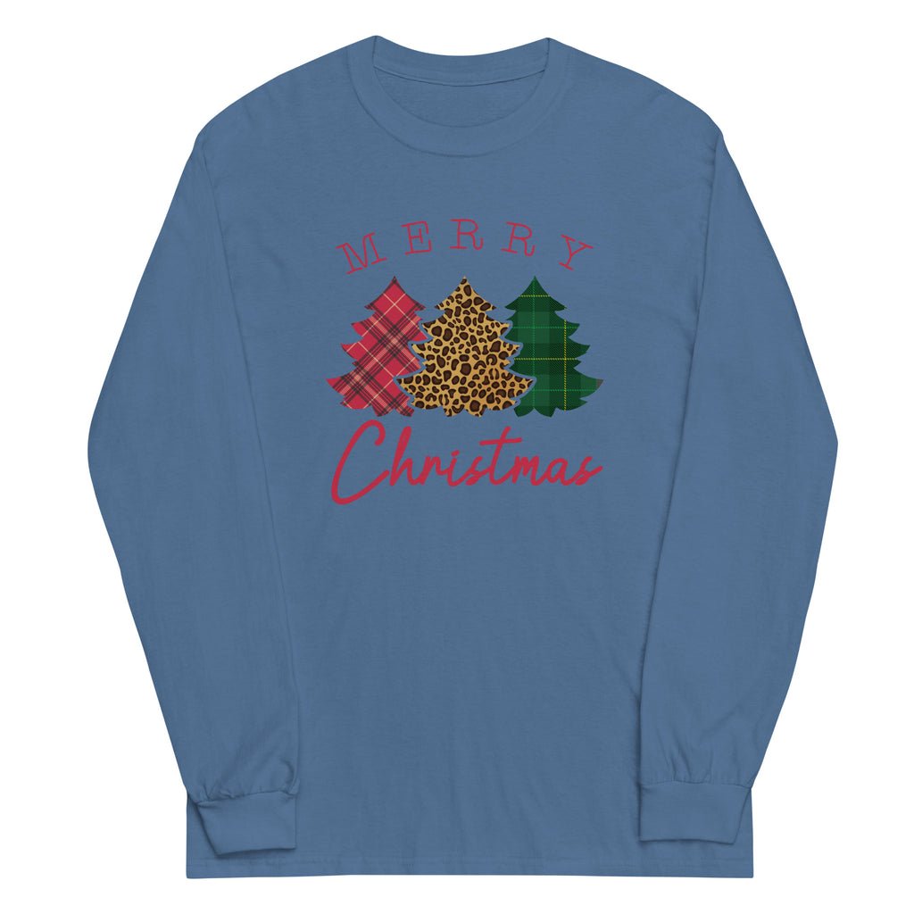 Leopard Flannel Christmas Trees Plus Size Long Sleeve Shirt - Several Colors Available