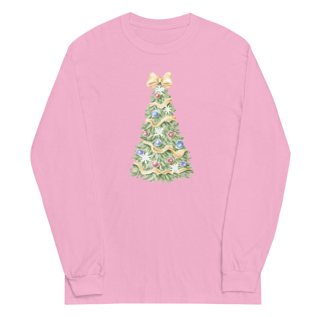 Watercolor Christmas Tree Plus Size Long Sleeve Shirt - Several Colors Available