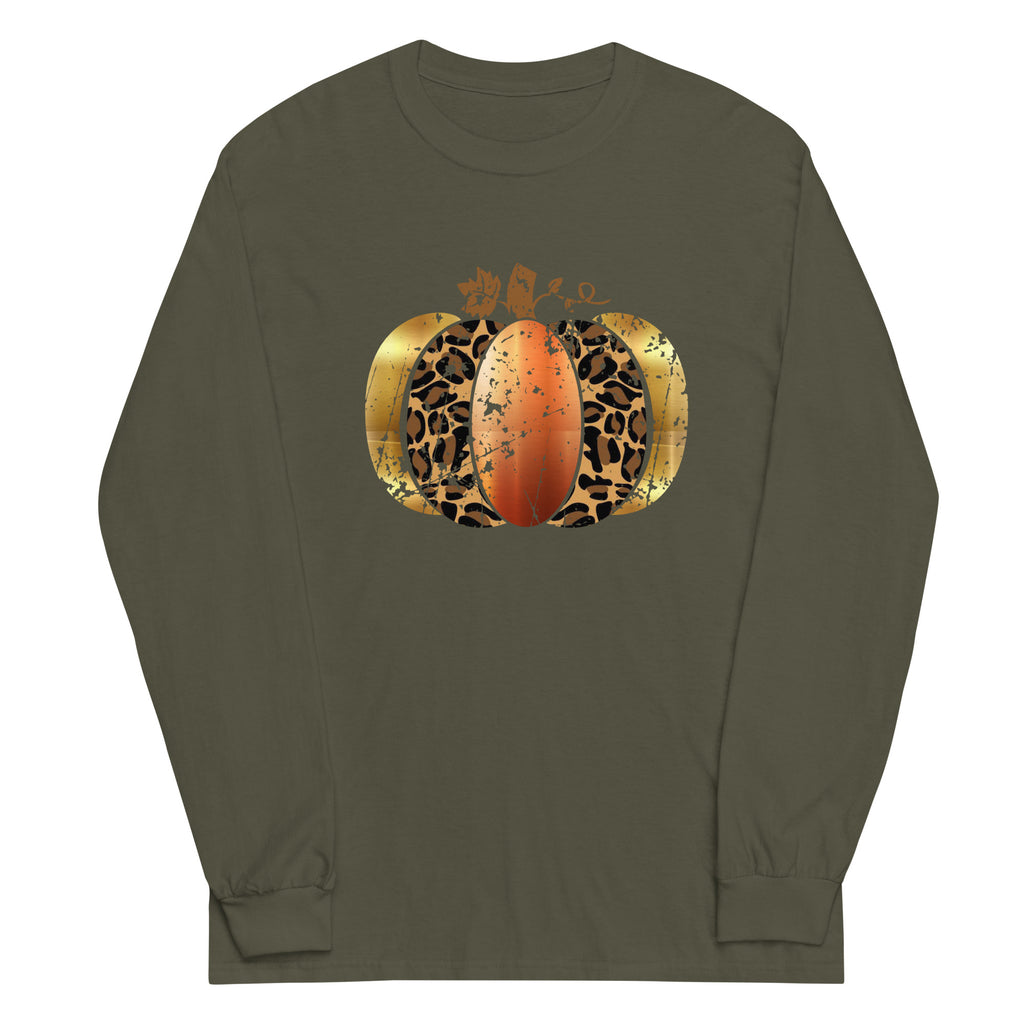 Leopard Bronze Pumpkin Plus Size Long Sleeve Shirt