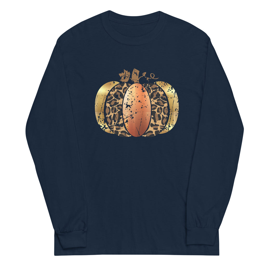 Leopard Bronze Pumpkin Plus Size Long Sleeve Shirt