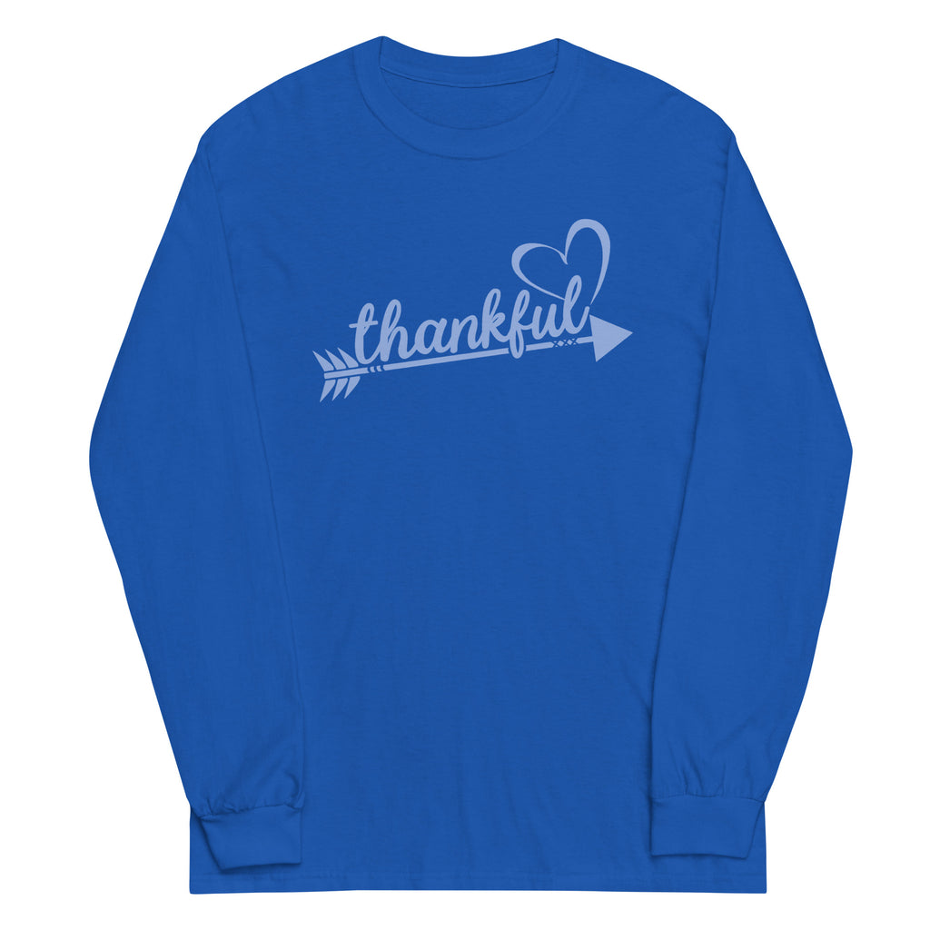 thankful Heart Arrow Blue Font Plus Size Long Sleeve Shirt