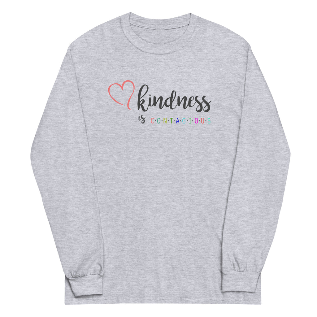 kindness is CONTAGIOUS Multi-Color Design Plus Size Long Sleeve Shirt (Several Colors Available)