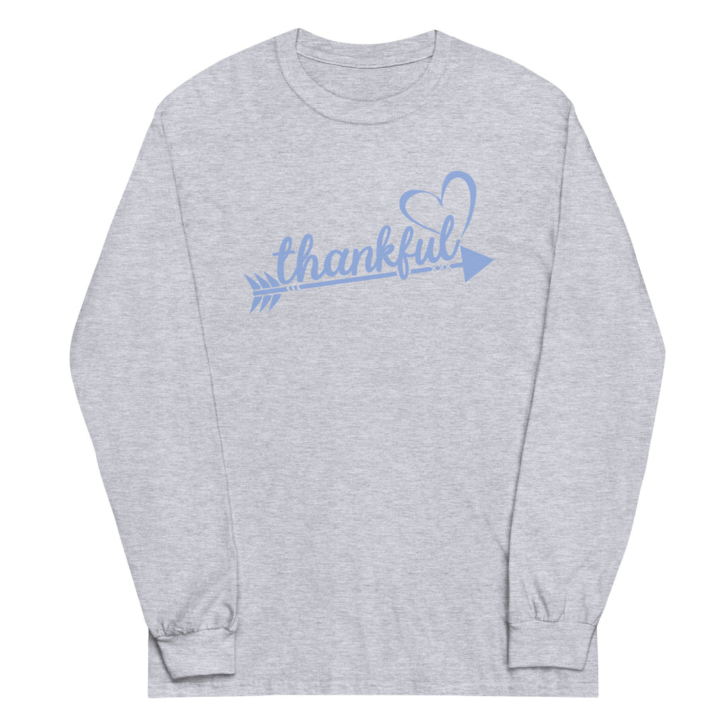 thankful Heart Arrow Blue Font Plus Size Long Sleeve Shirt