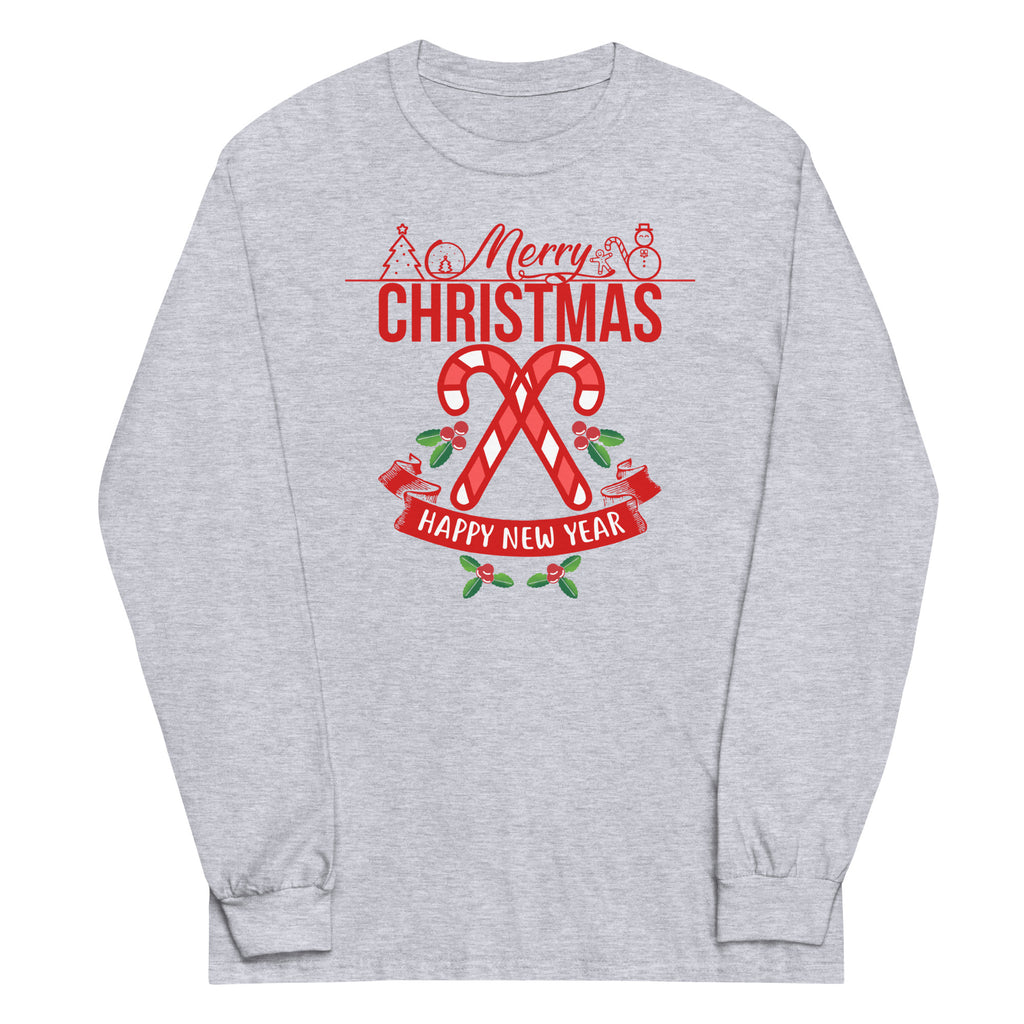 Merry Christmas Happy New Year Plus Size Long Sleeve Shirt - Several Colors Available