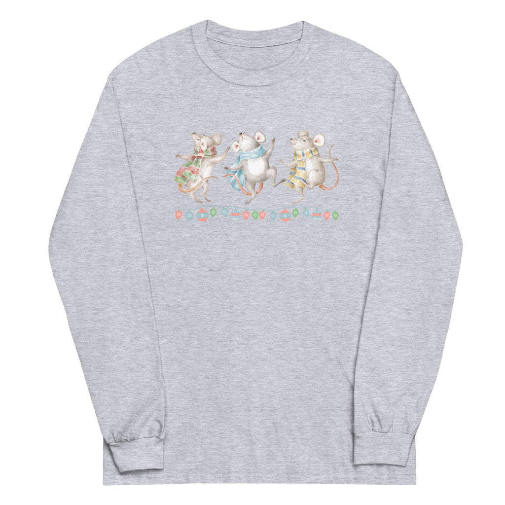 Vintage Christmas Dancing Mice Plus Size Long Sleeve Shirt (Several Colors Available)