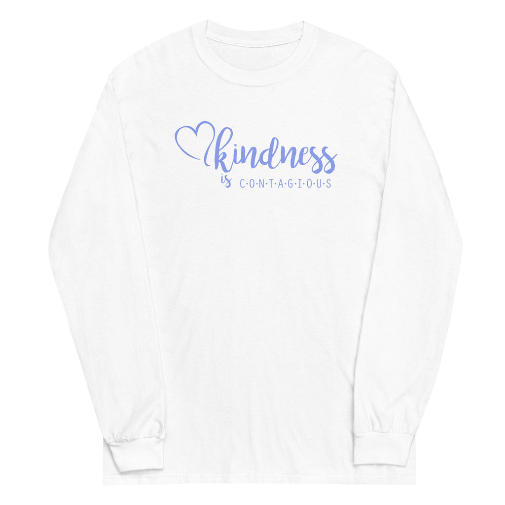 kindness is CONTAGIOUS Blue Font Plus Size Long Sleeve Shirt (Several Colors Available)