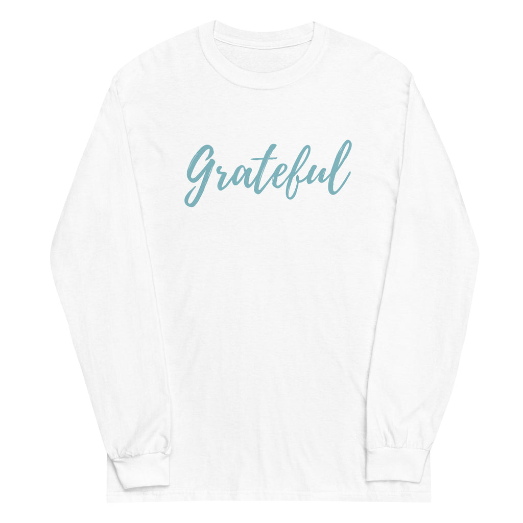 Grateful Smoky Blue Font Plus Size Long Sleeve Shirt - Several Colors Available