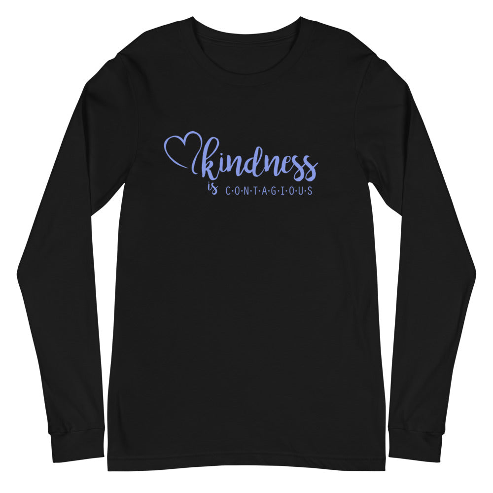 Kindness is Contagious Blue Font Long Sleeve Tee