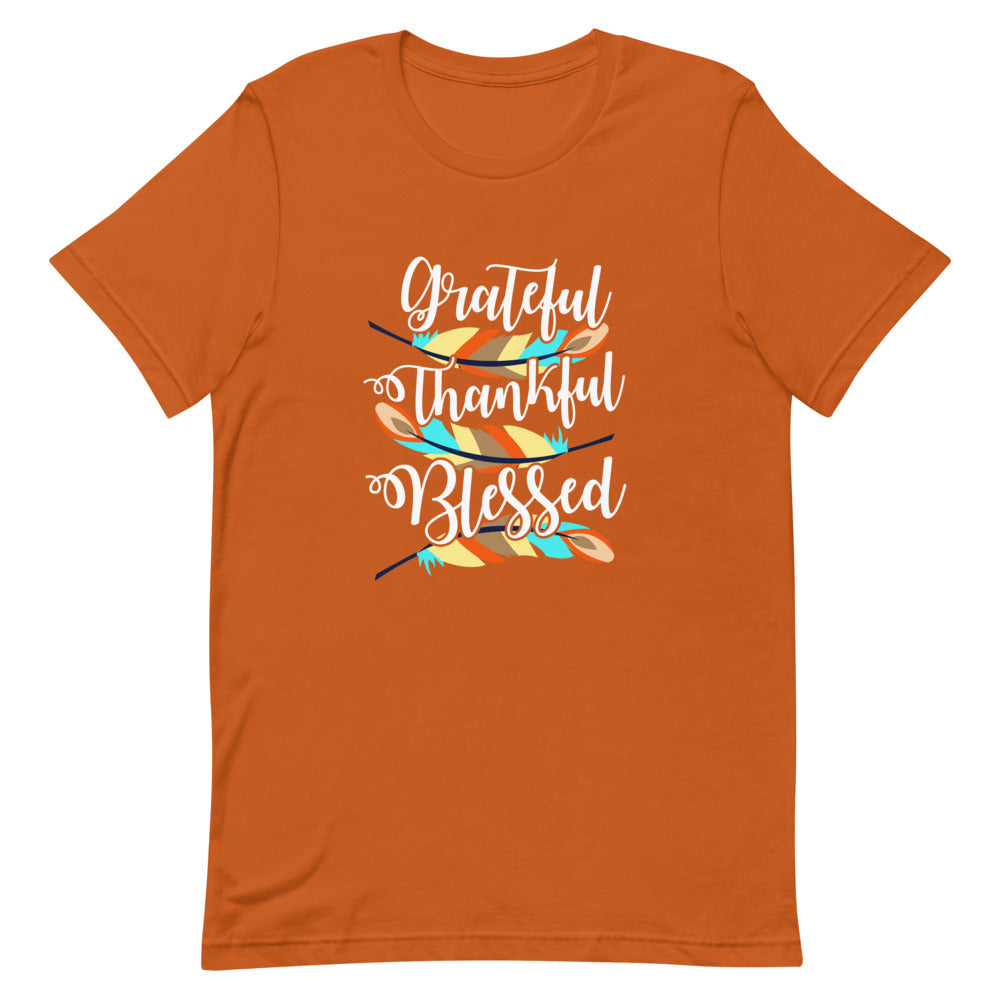 Grateful Thankful Blessed Feathers Autumn T-Shirt | Wholesale