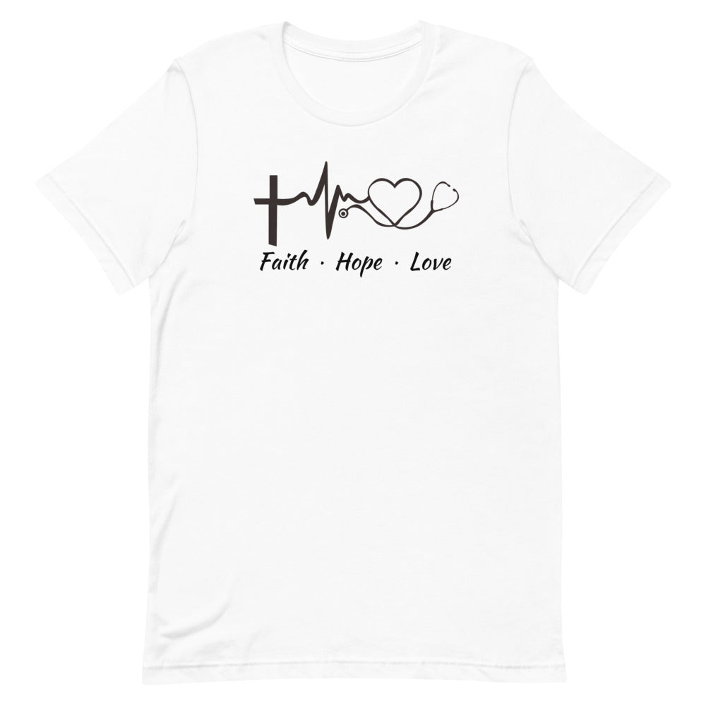 Faith Hope Love Heart Stethoscope T-Shirt - Light Colors