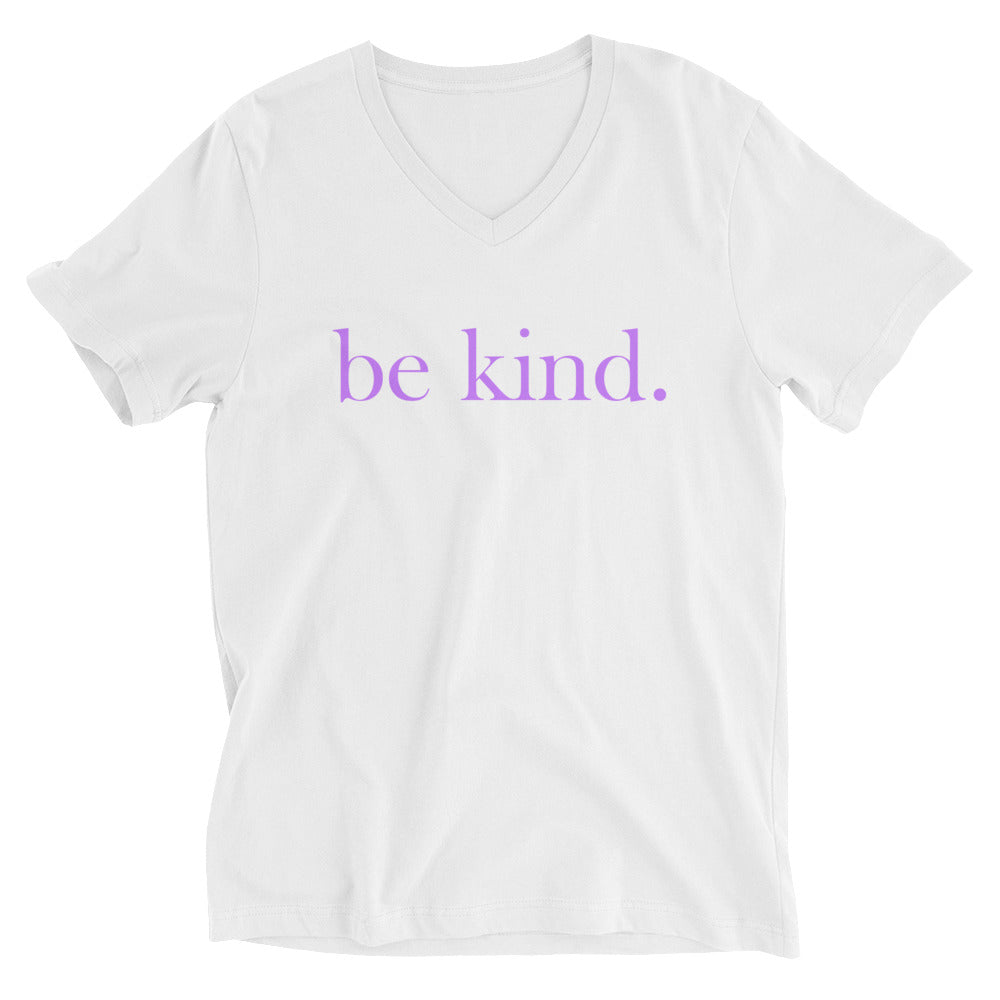 be kind. Light Purple V-Neck T-Shirt