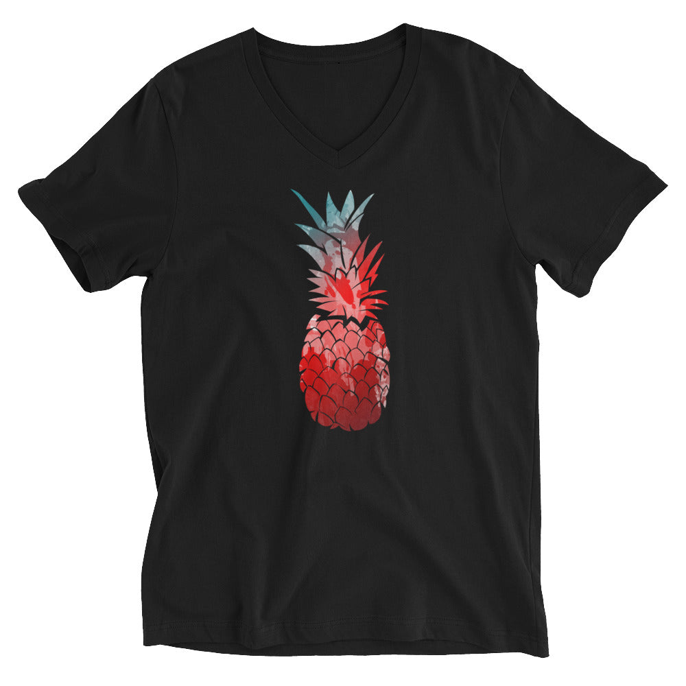 Red Pineapple Cotton V-Neck T-Shirt
