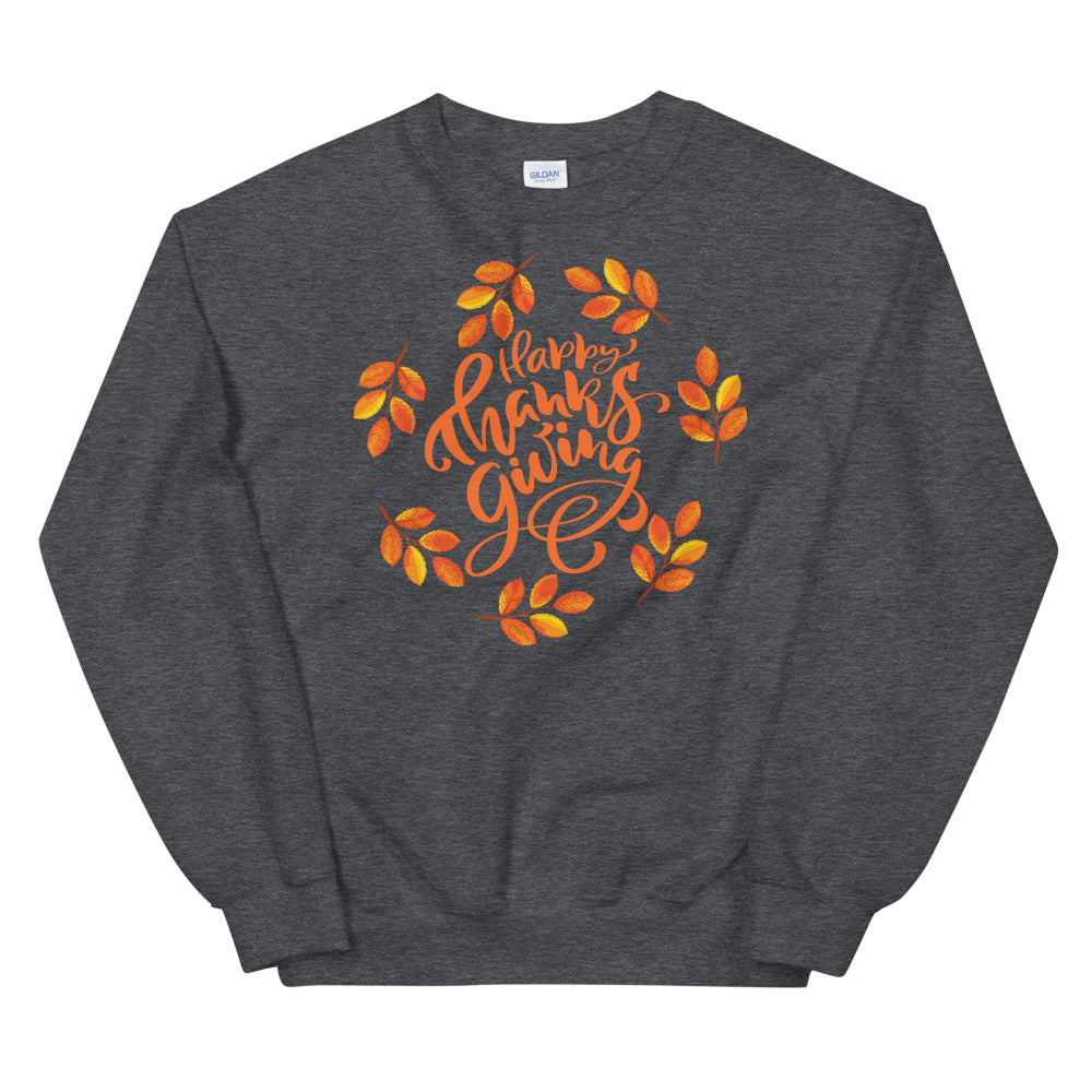 Happy Thanksgiving Autumn Leaf Wreath Sweatshirt