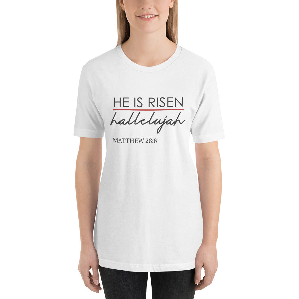 He Is Risen hallelujah Cotton T-Shirt - Spring Colors