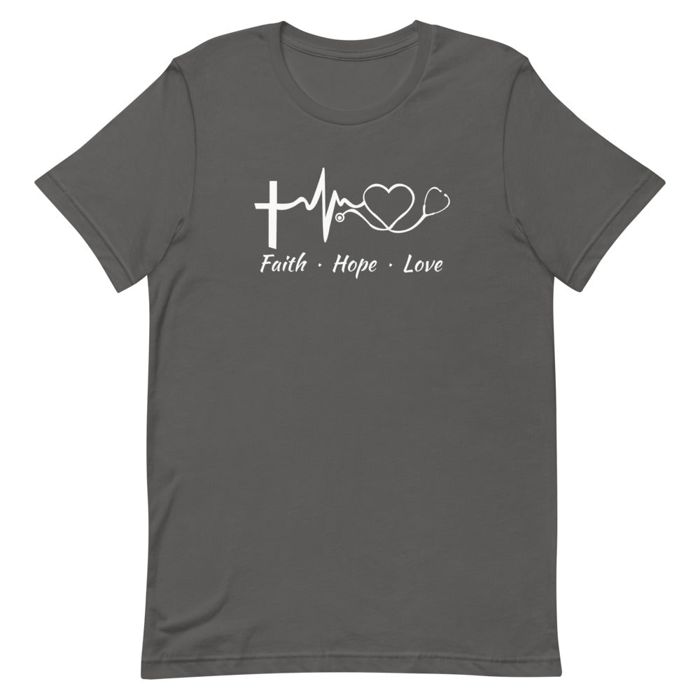 Faith Hope Love Heart Stethoscope T-Shirt - Dark Colors