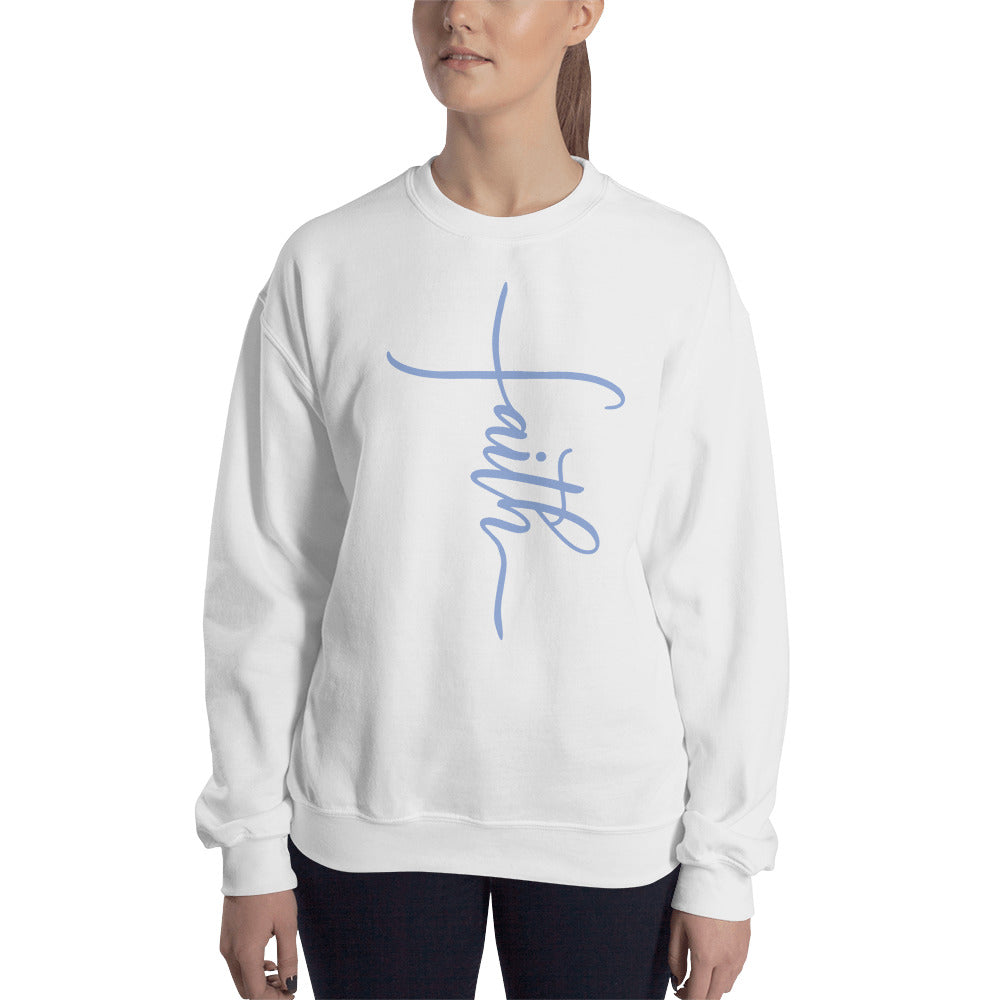 Faith Cross Sweatshirt (Blue Font)