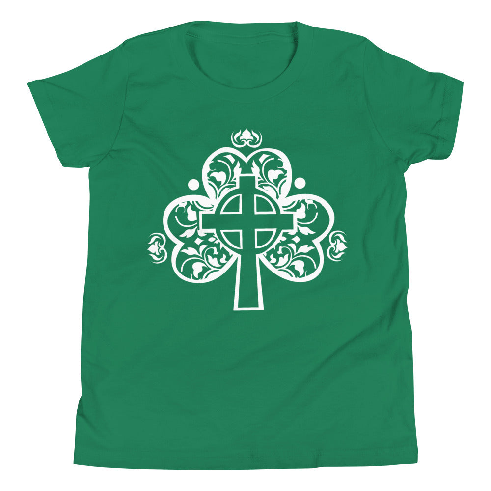 St. Patrick's Day Filigree Shamrock Cross Youth Short Sleeve T-Shirt