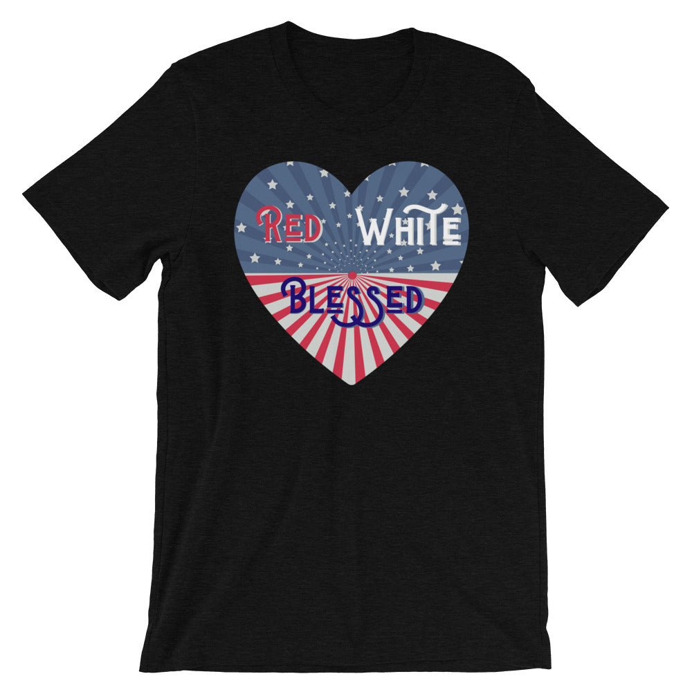 Red White Blessed Vintage Design Cotton T-Shirt