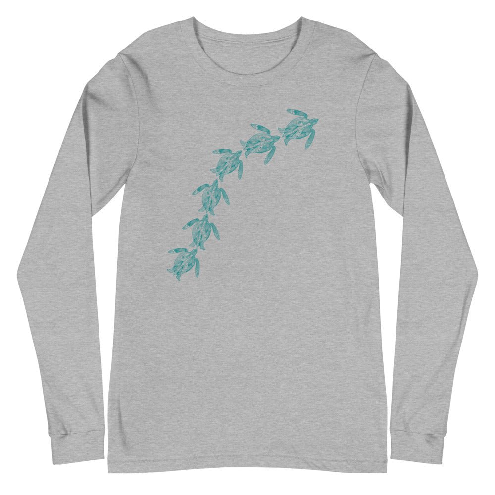 Teal Swimming Sea Turtles Long Sleeve Tee (Several Colors Available)