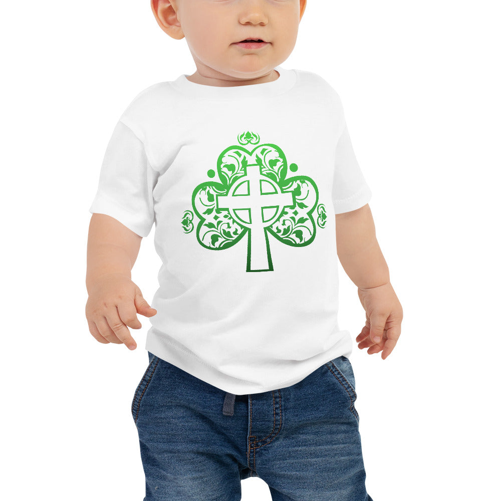 St. Patrick's Day Filigree Shamrock Cross Baby Jersey Short Sleeve Tee