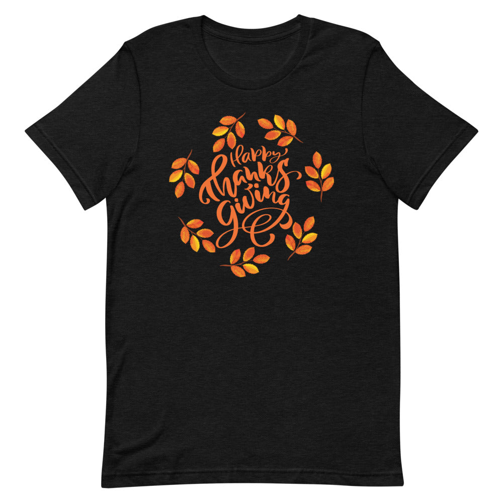 Happy Thanksgiving Autumn Leaf Wreath T-Shirt