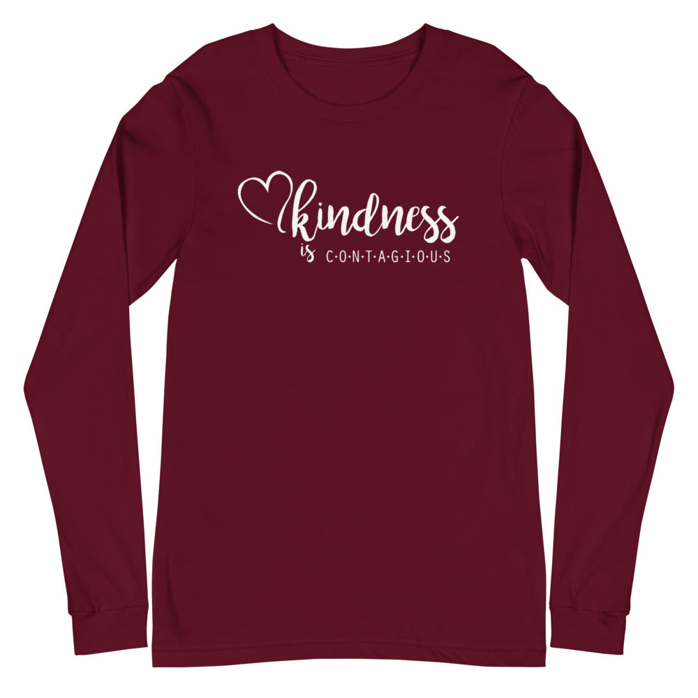 Kindness is CONTAGIOUS White Font Long Sleeve Tee