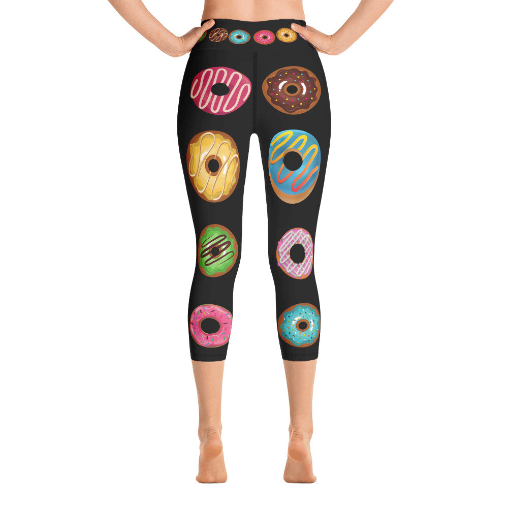 Donuts Yoga Capri Leggings (Black)
