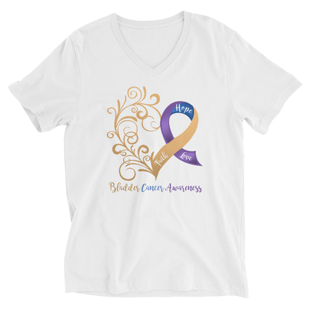 Bladder Cancer Awareness V-Neck Cotton T-Shirt