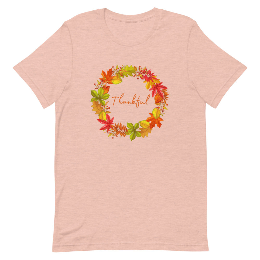 Thankful Autumn Leaf Wreath T-Shirt - Light Colors