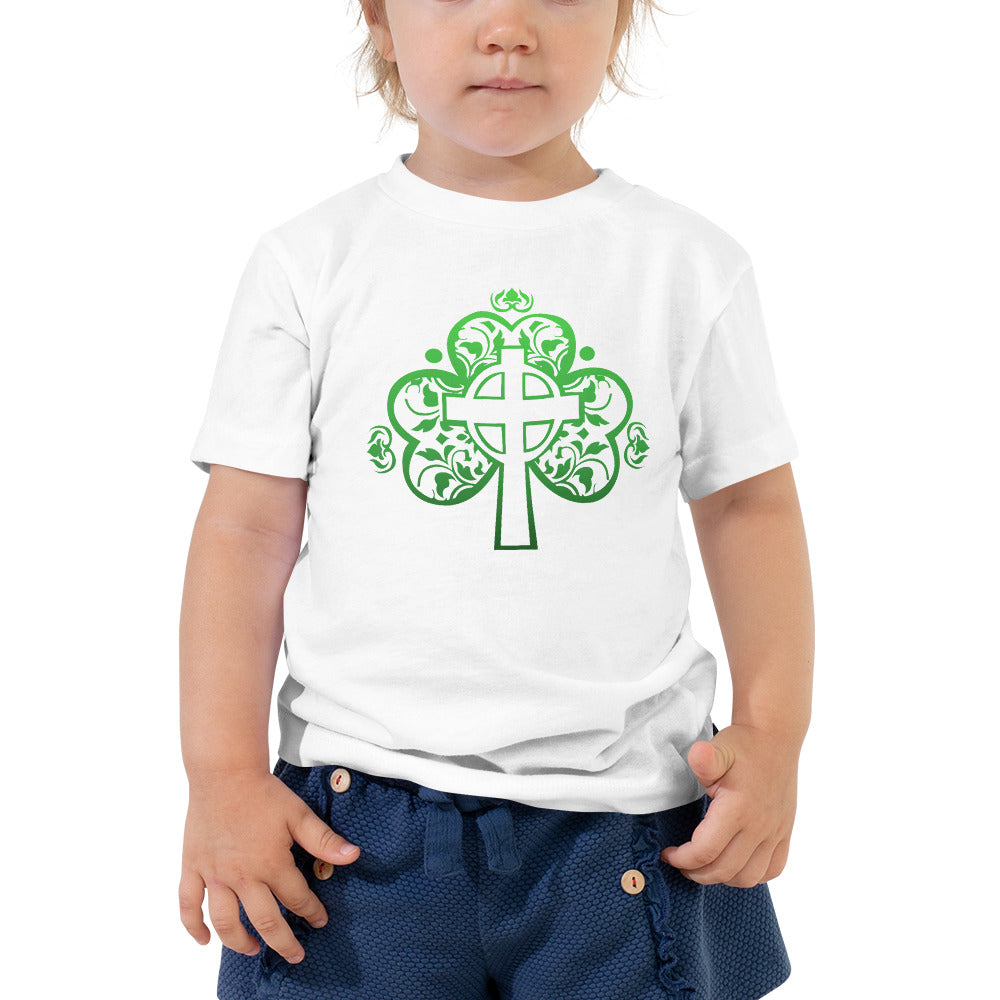St. Patrick's Day Filigree Shamrock Cross Toddler Short Sleeve Tee