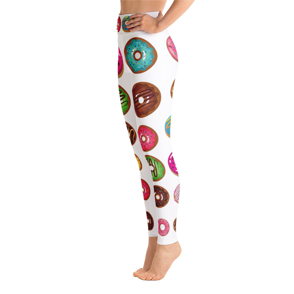 Donuts Yoga Full Length Leggings (White)