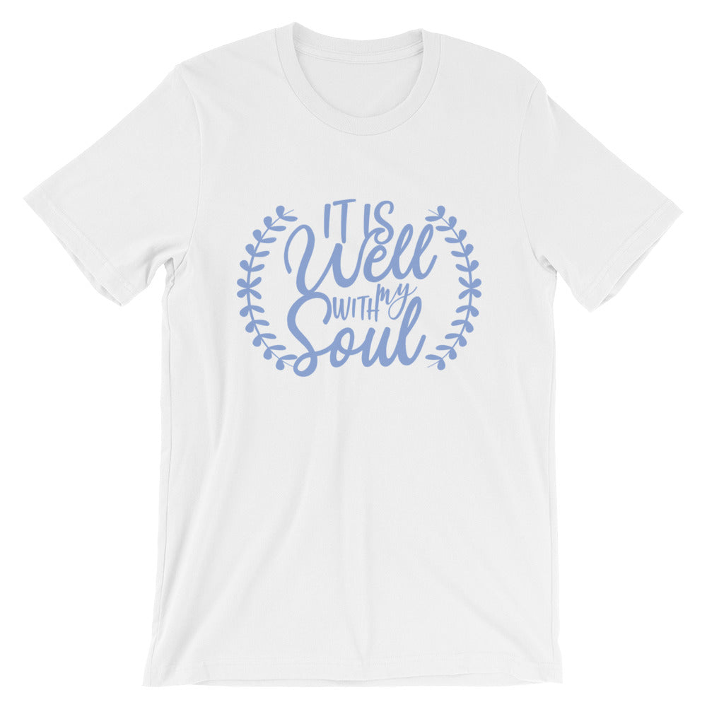 It Is Well With My Soul Blue Laurel Cotton T-Shirt