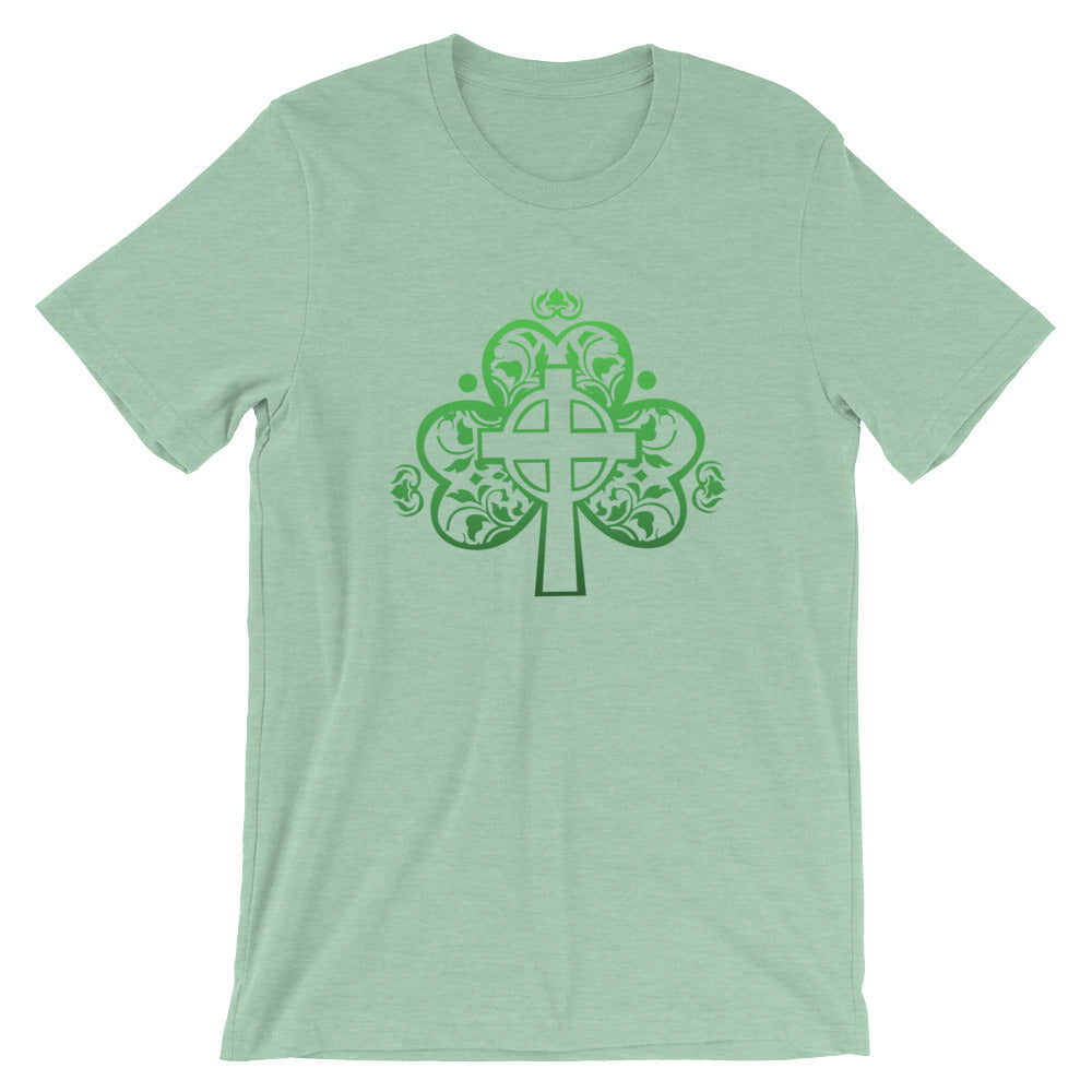 St. Patrick's Day Cross in Shamrock Cotton T-Shirt