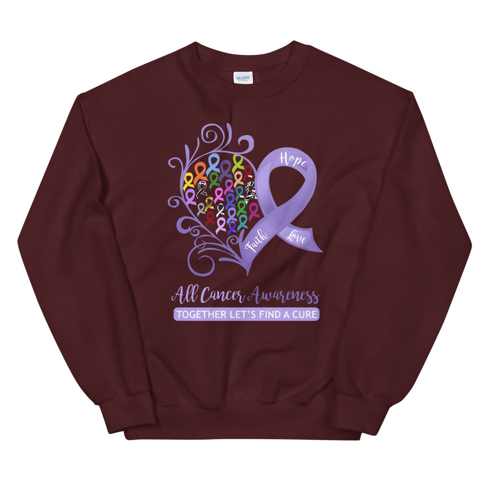 All Cancer Awareness Heart Sweatshirt