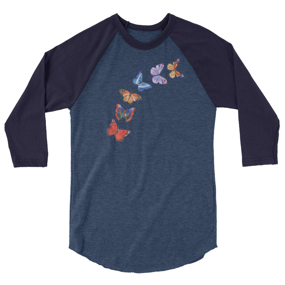 Butterflies in Flight 3/4 Sleeve Baseball Raglan Shirt