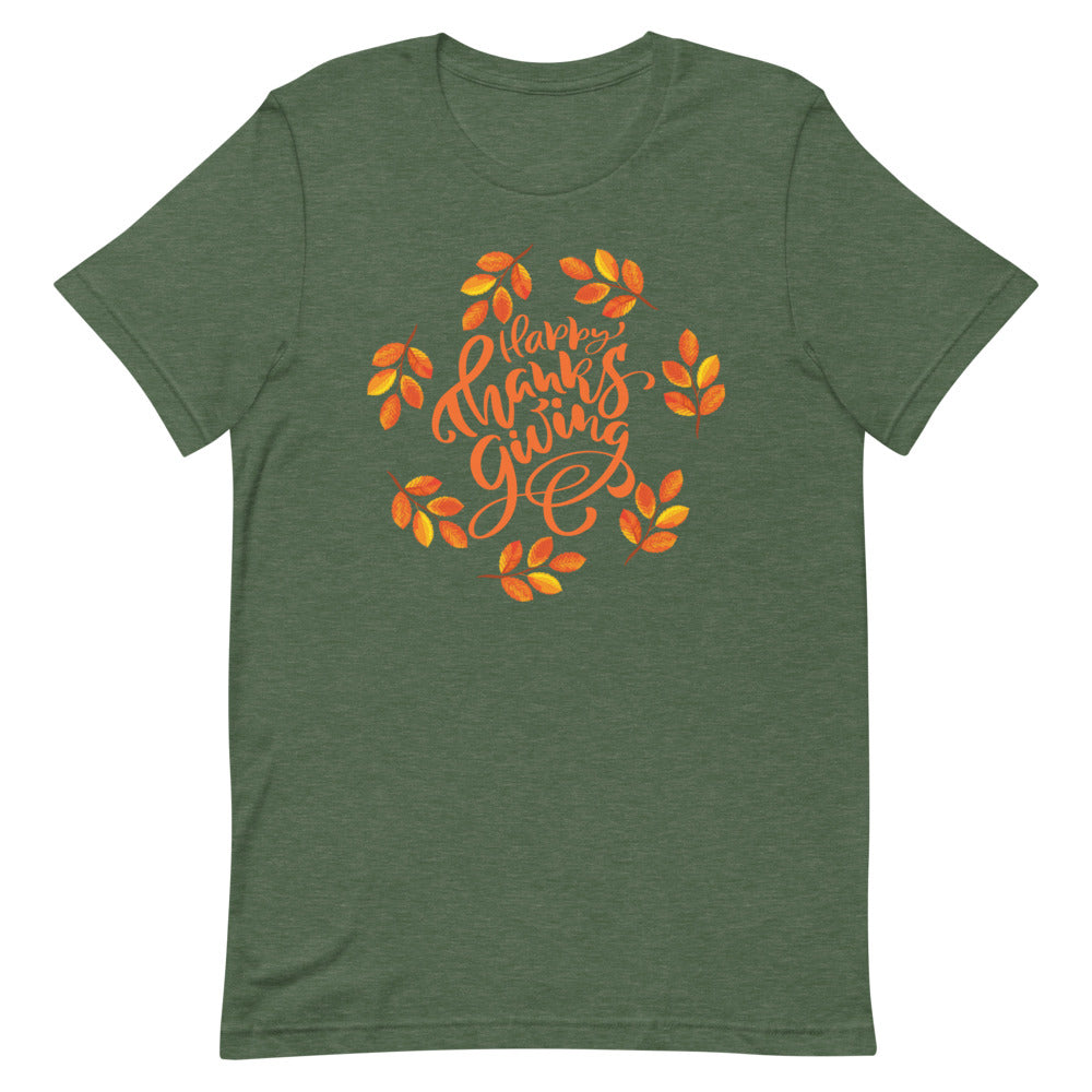 Happy Thanksgiving Autumn Leaf Wreath T-Shirt