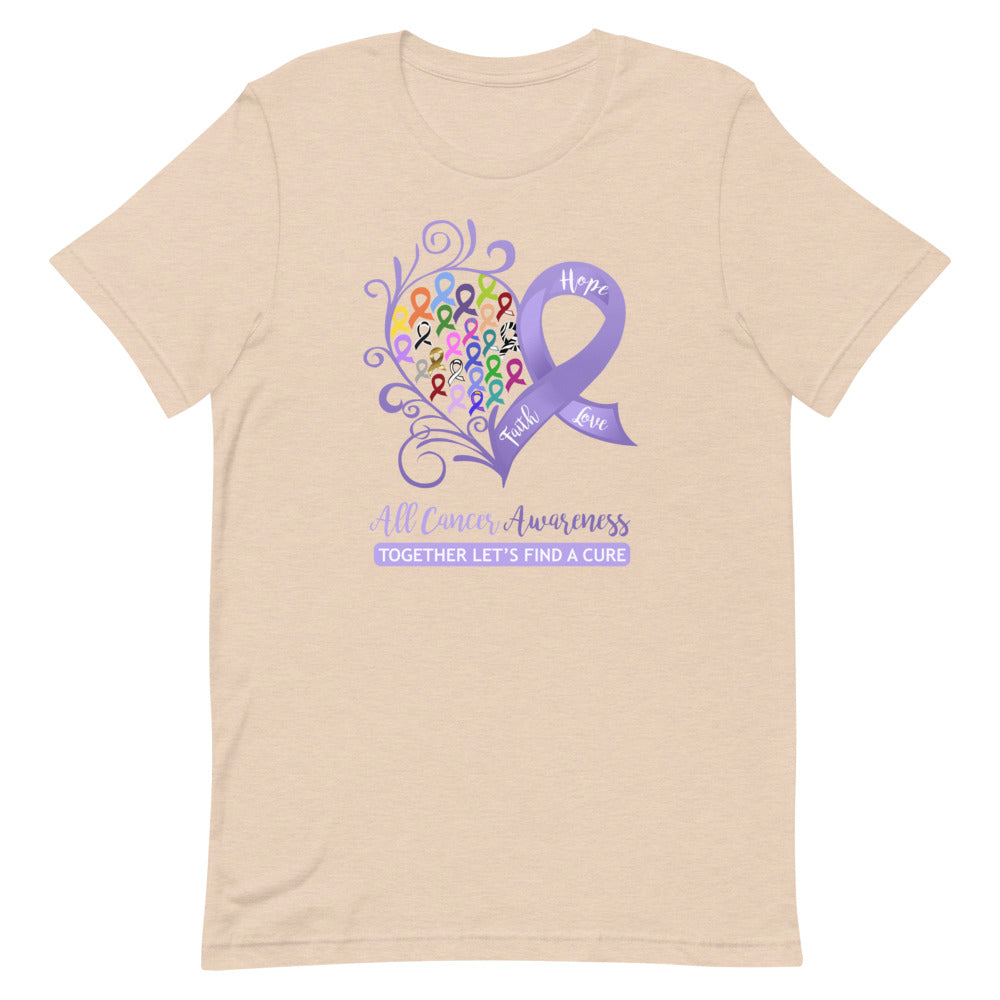 All Cancer Awareness Heart T-Shirt - Light Colors