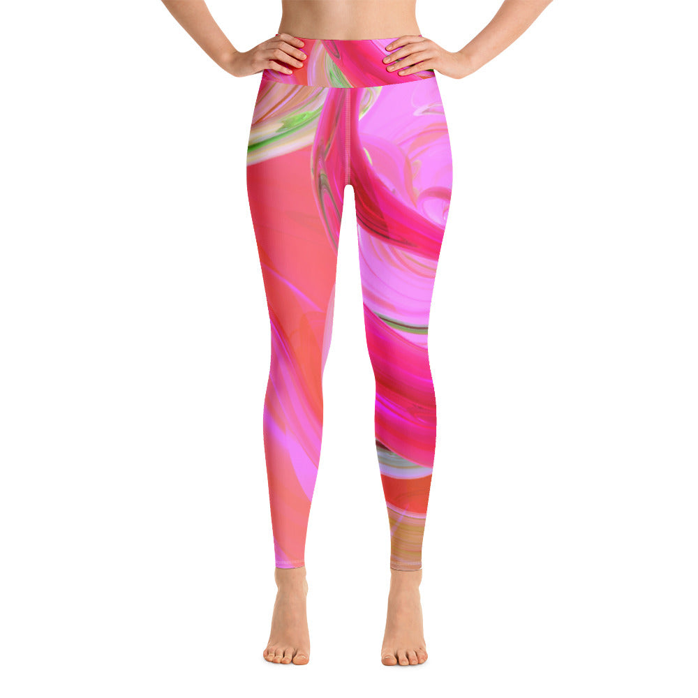 Pink Swirl Yoga Full Length Leggings