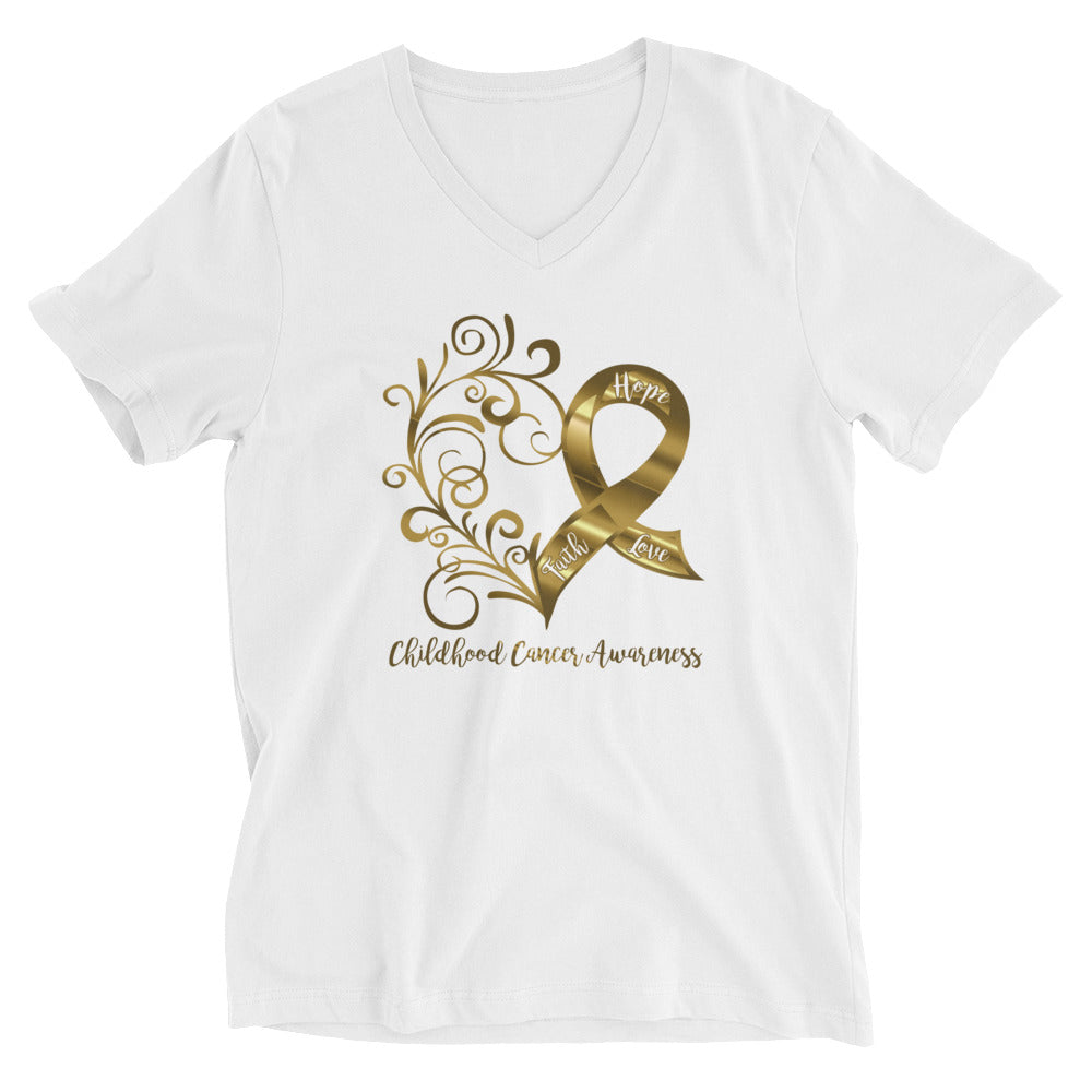 Childhood Cancer Awareness V-Neck Adult T-Shirt