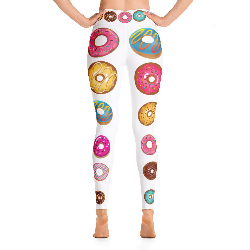 Donuts Yoga Full Length Leggings (White)