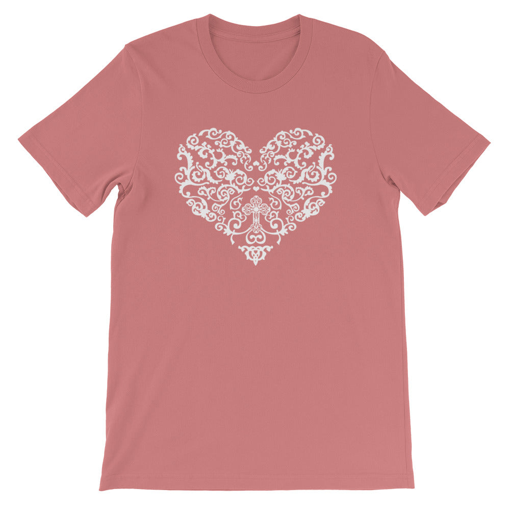 Filigree Cross in Heart T-Shirt - Light Colors