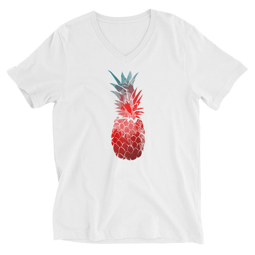 Red Pineapple Cotton V-Neck T-Shirt