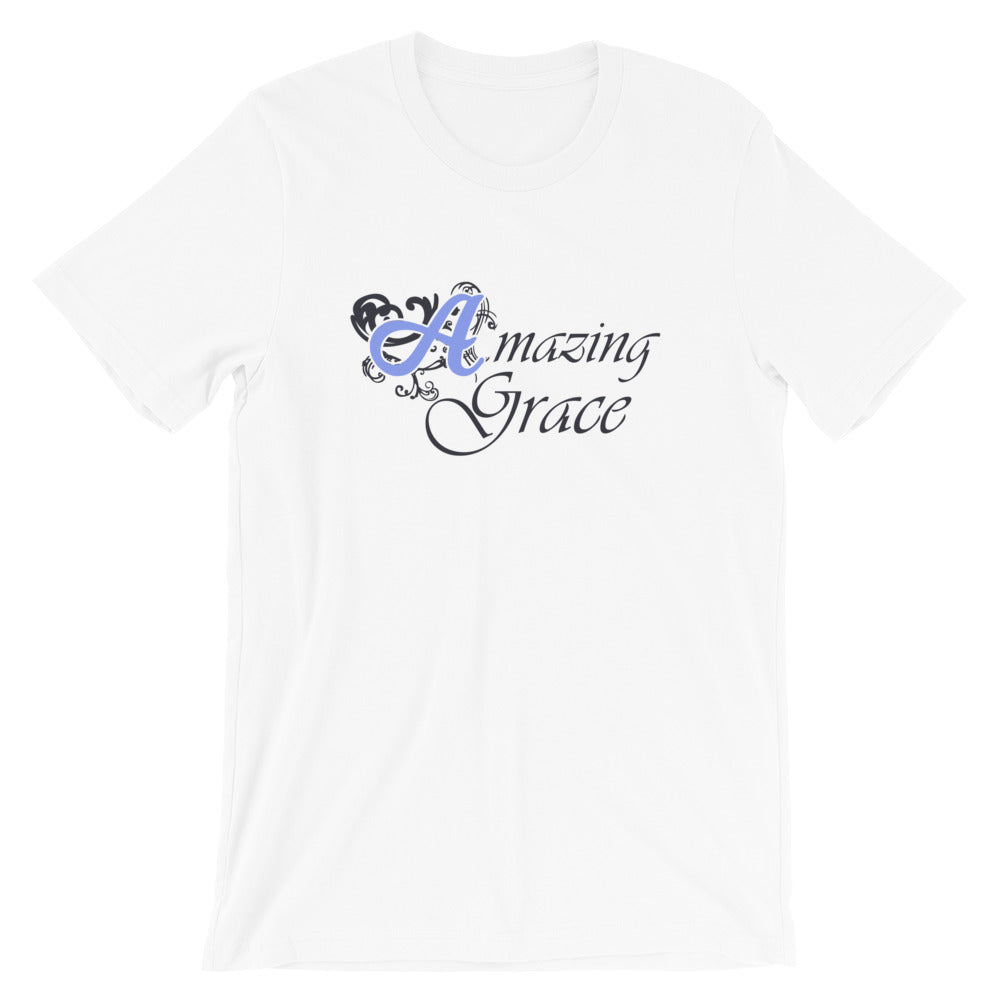 Amazing Grace Blue Font Cotton T-Shirt