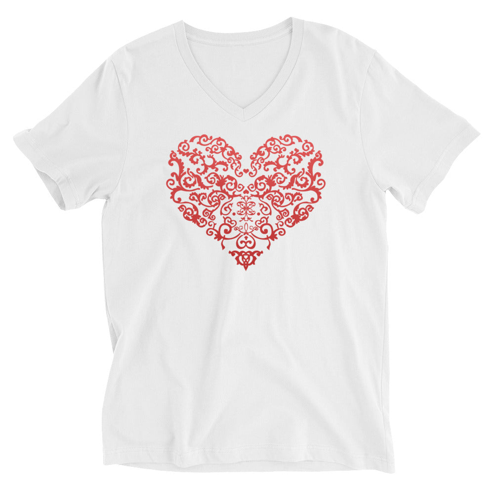 Filigree Heart V-Neck Cotton T-Shirt